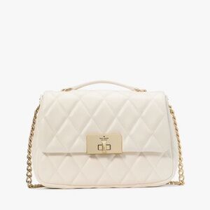 ♠️Kate Spade Carey Quilted Small Flap Shoulder Crossbody Bag, Meringue White NWT
